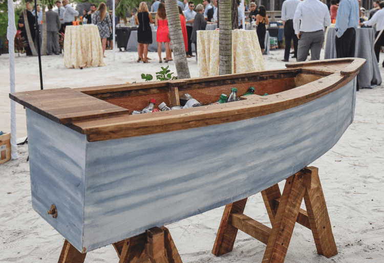 nautical wooden boat bar in the sand
