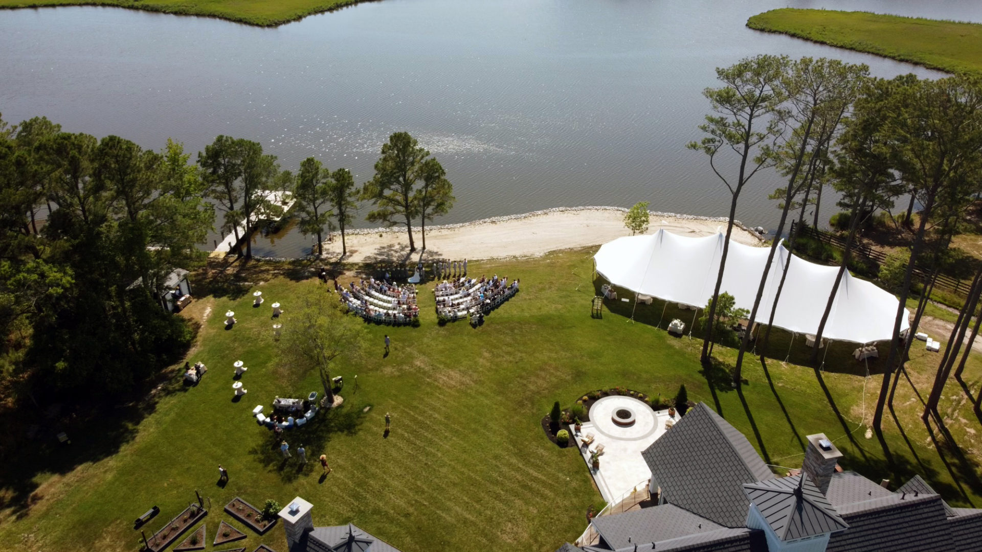 Aeiral image of a Coasta Tented Event