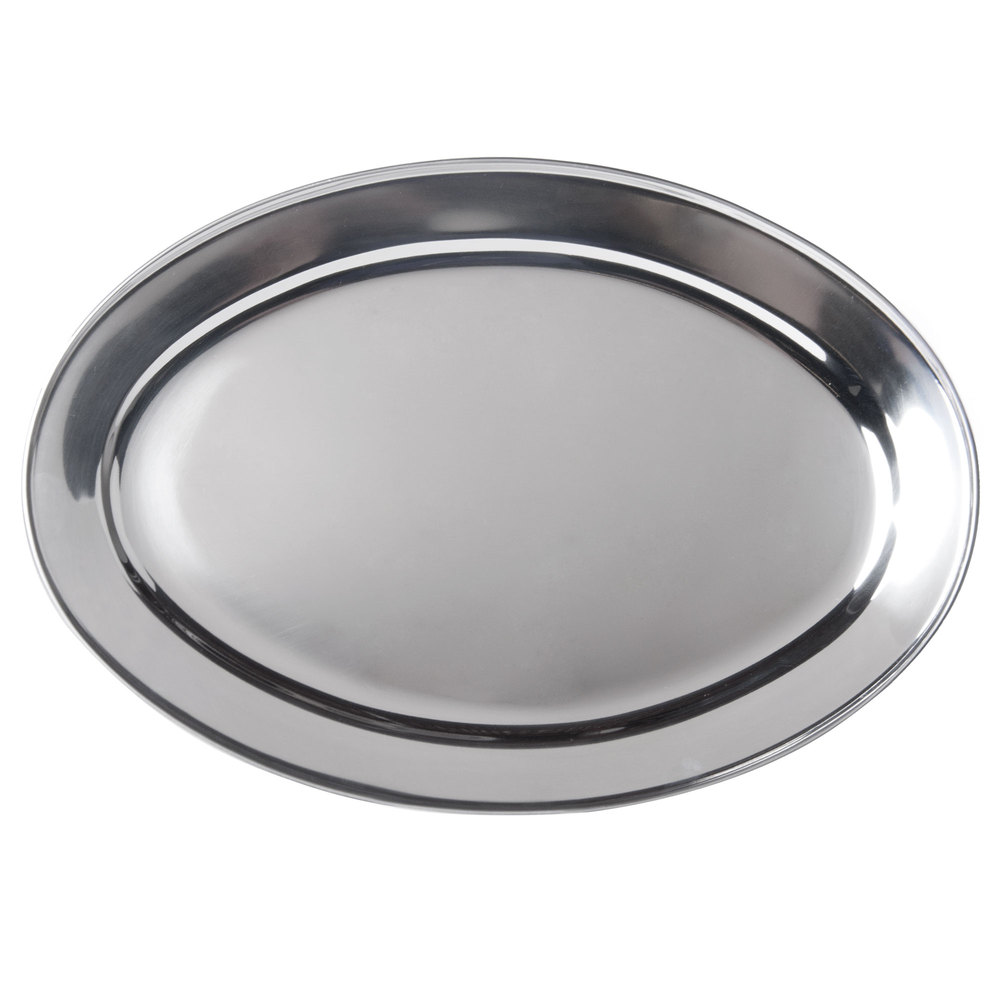 shiny silver oval shaped platter