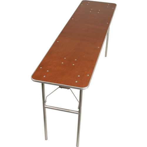 folding table with metal legs and wood top