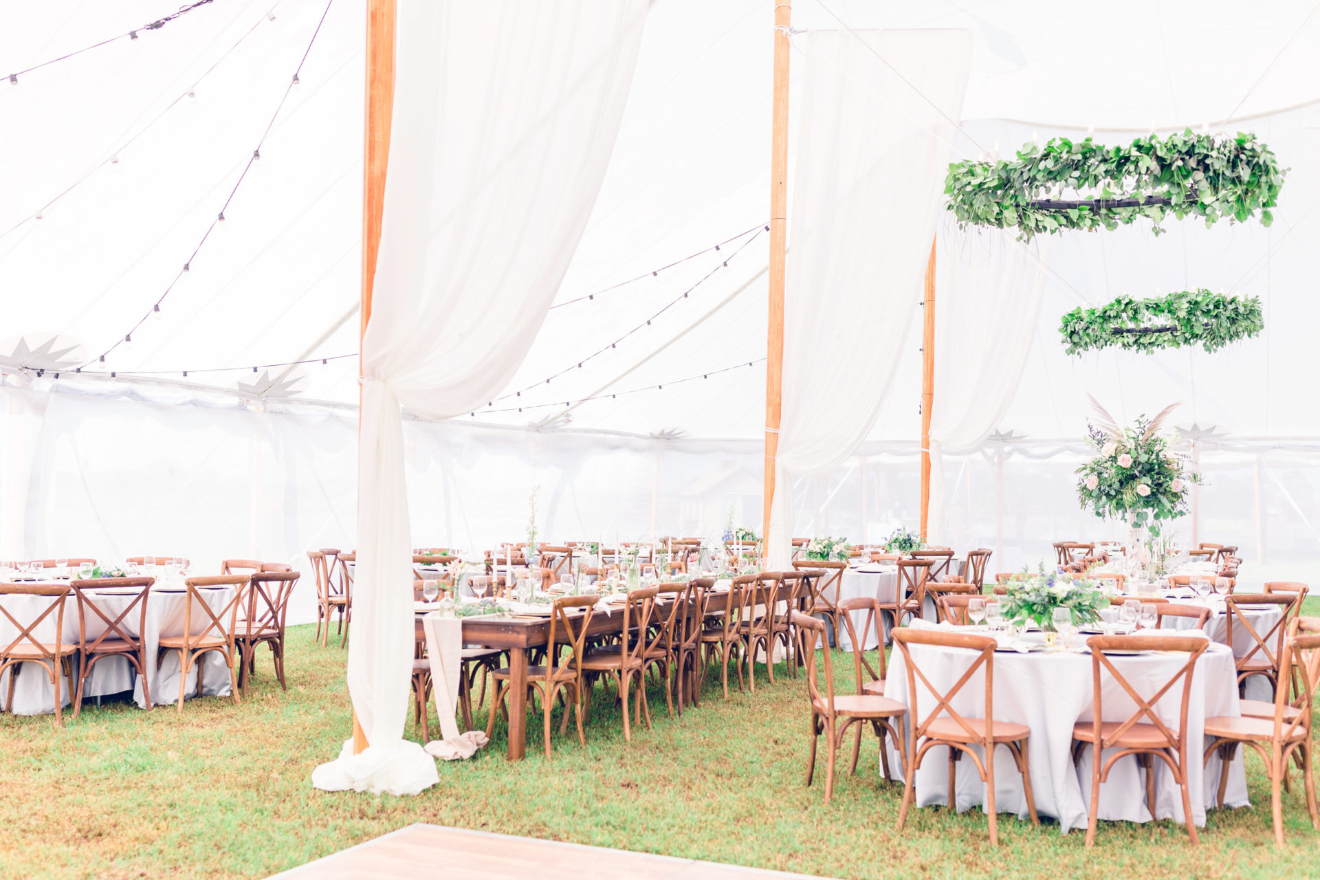large white tent for wedding reception