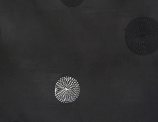 black teffeta fabrics with white and black circles