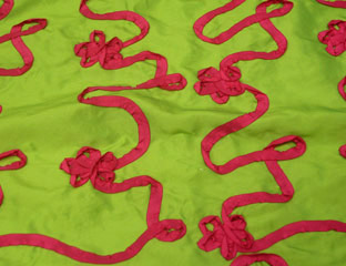 lime green and hot pink ribbon pattern fabric