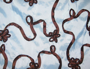 blue and brown ribbon pattern fabric