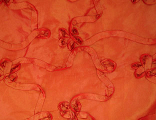orange ribbon pattern fabric