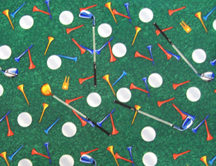 golf balls and tees pattern fabric
